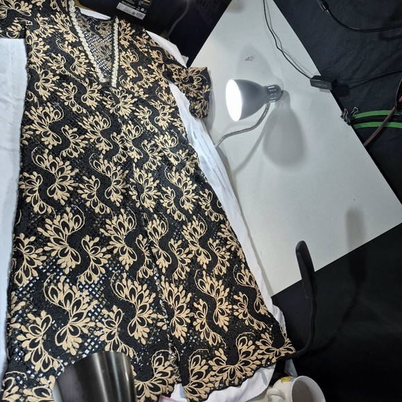 Boston Proper Open/Front Knit Crochet Floral Long Duster Cardigan Coverup XL - Picture 7 of 16